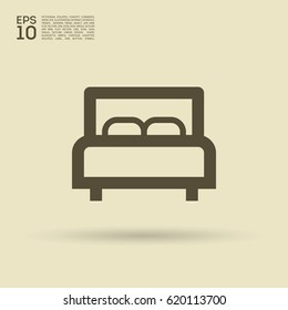 Bed single line vector icon
