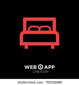 Bed single line vector icon
