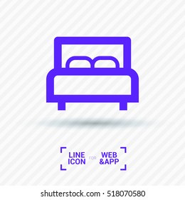 Bed single linear icon for websites minimalistic flat design.