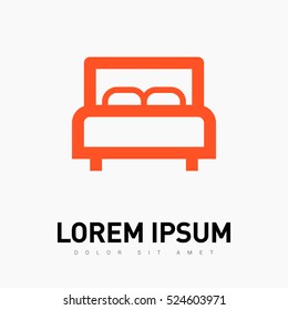 Bed single linear icon for websites minimalistic flat design.