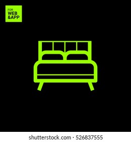 Bed single linear icon for websites minimalistic flat design.
