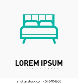 Bed single linear icon for websites minimalistic flat design.