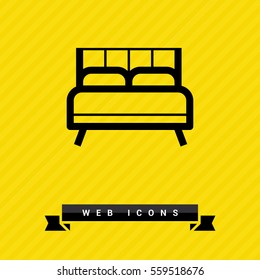 Bed single linear icon for websites minimalistic flat design.