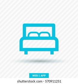 Bed single linear icon for websites minimalistic flat design.