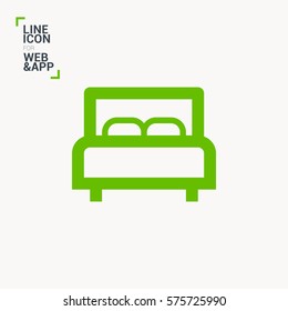 Bed single linear icon for websites minimalistic flat design.