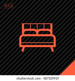 Bed single linear icon for websites minimalistic flat design.