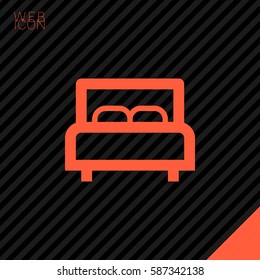 Bed single linear icon for websites minimalistic flat design.