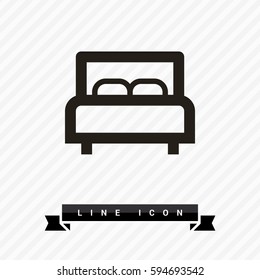 Bed single linear icon for websites minimalistic flat design.