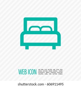 Bed single linear icon for websites minimalistic flat design.