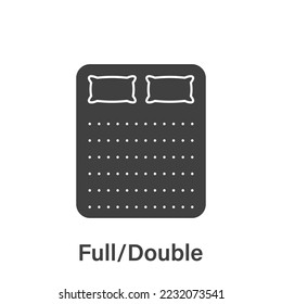 Bed Size Dimension. Full, Double Mattress Silhouette Icon. Bed Length Measurement for Bedchamber in Hotel or Home Pictogram. Mattress Size for Bed Room. Isolated Vector Illustration.