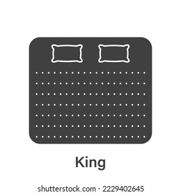 Bed Size Dimension. Mattress King Size Silhouette Icon. Bed Length Measurement for Bedchamber in Hotel or Home Pictogram. Mattress Size for Bed Room. Isolated Vector Illustration.
