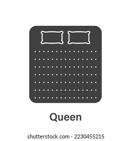 Bed Size Dimension. Mattress Queen Silhouette Icon. Bed Length Measurement for Bedchamber in Hotel or Home Pictogram. Mattress Size for Bed Room. Isolated Vector Illustration.