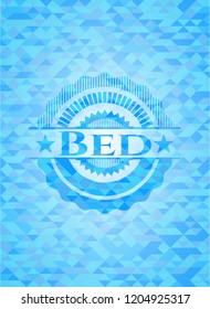 Bed sky blue emblem. Mosaic background