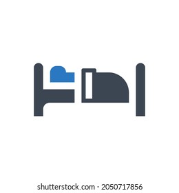 Bed sleep icon on white background