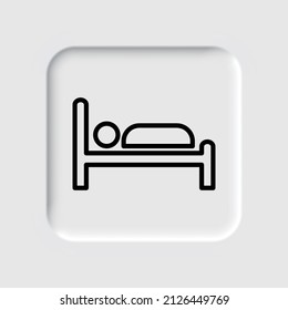 Bed, sleep simple icon. Flat desing. Neumorphism design.ai