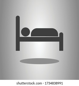 Bed, sleep simple icon with shadow. Flat desing