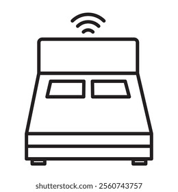 bed smart home isolated line icon