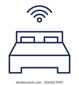 bed smart home isolated line icon