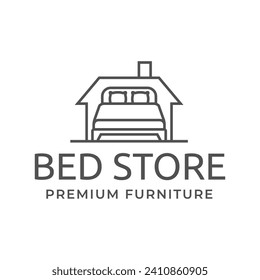 Bed store logo. Simple Furniture Bed Store Logo Template Vector
