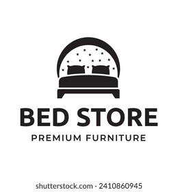 Bed store logo. Simple Furniture Bed Store Logo Template Vector
