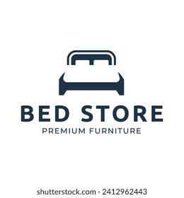 Bed store logo. Simple Furniture Bed Store Logo Template Vector
