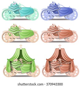 The bed stylized under a cart. Vector.
