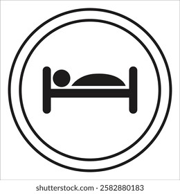 Bed Symbol - Flat Icon in circle for Hotel Cabin or Sleeping Room
