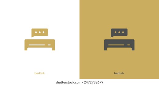 Bed Talk Logo Designs. Bed and Bubble Chat with Modern Style. Bed Time Logo, Icon, Symbol, Vector, Design Template.