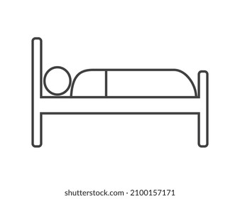 Ilustración vectorial de icono delgado de la cama