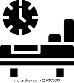Bed Time Icon With Glyph Style, Time Management Sign And Symbol Isolated On White Background