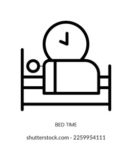 icono de la hora de la cama. Diseño De Estilo De Arte De Línea Aislado En Fondo Blanco