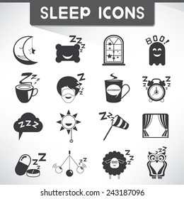 bed time icons, sleep icons set