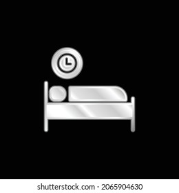 Icono metálico plateado de Bed Time