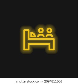 Bed For Two Persons yellow glowing neon icon