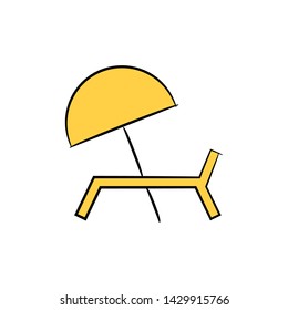 bed and umbrella beach icon in yellow theme