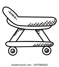 
Bed used for moving patients, stretcher 
