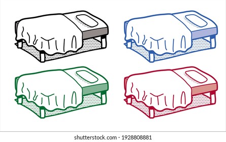 Vector de cama con 4 esquemas de color en forma simple