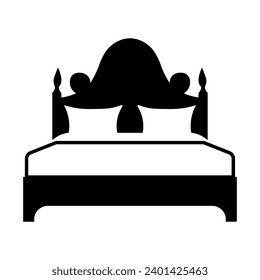 Bed vector black icon on white background