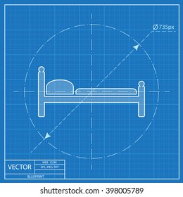 bed vector blueprint icon 