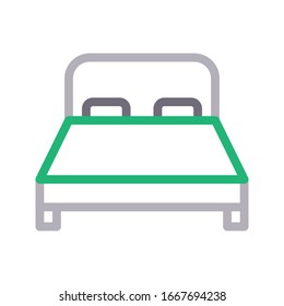 bed vector color line icon 