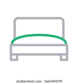 bed vector color line icon 