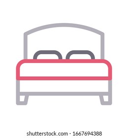 icono de línea de color de vector de cama 