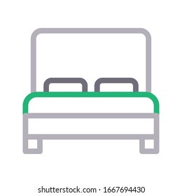 bed vector color line icon 