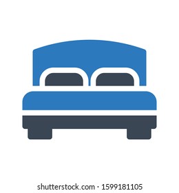 bed vector glyph color icon 