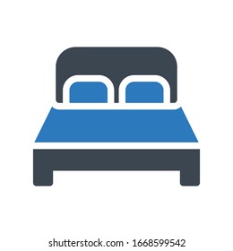 bed vector glyph color icon 