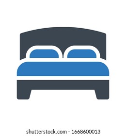 bed vector glyph color icon 