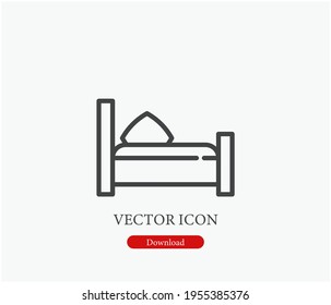Bed vector icon.  Editable stroke. Linear style sign for use on web design and mobile apps, logo. Symbol illustration. Pixel vector graphics - Vector