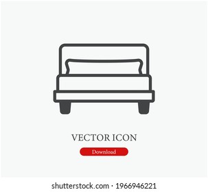 Bed vector icon.  Editable stroke. Symbol in Line Art Style for Design, Presentation, Website or Apps Elements, Logo. Pixel vector graphics - Vector