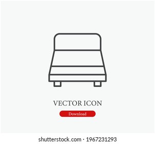 Bed vector icon.  Editable stroke. Symbol in Line Art Style for Design, Presentation, Website or Apps Elements, Logo. Pixel vector graphics - Vector