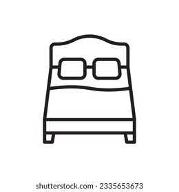 Icono vector de cama. Diseño de letreros planos de cama. Pictograma del símbolo de la habitación. icono de interfaz de usuario de UX